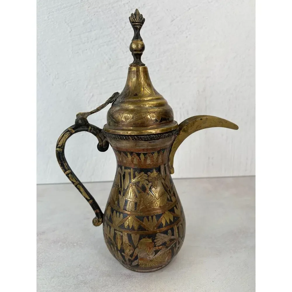 Vintage Brass Arabic Egyptian coffee‎ teapot 11”H